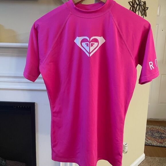 Roxy Hot Pink Swim Top Rash Guard, size Medium - Picture 1 of 6